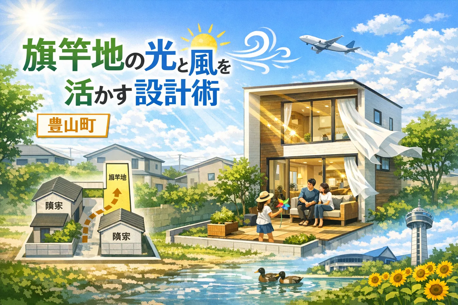 豊山町旗竿地の光と風を活かす設計術