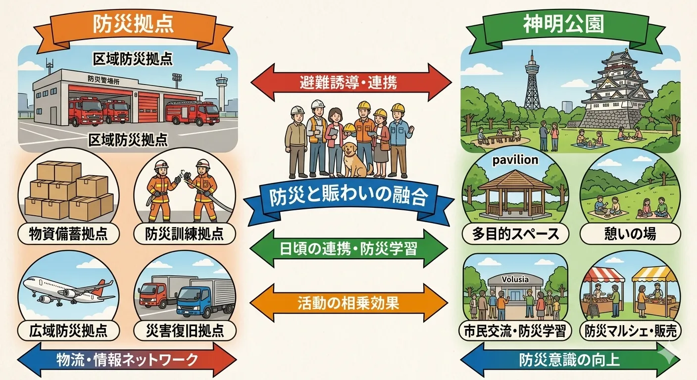航空館boon・展望台・築山を活かした新しい防災拠点構想 