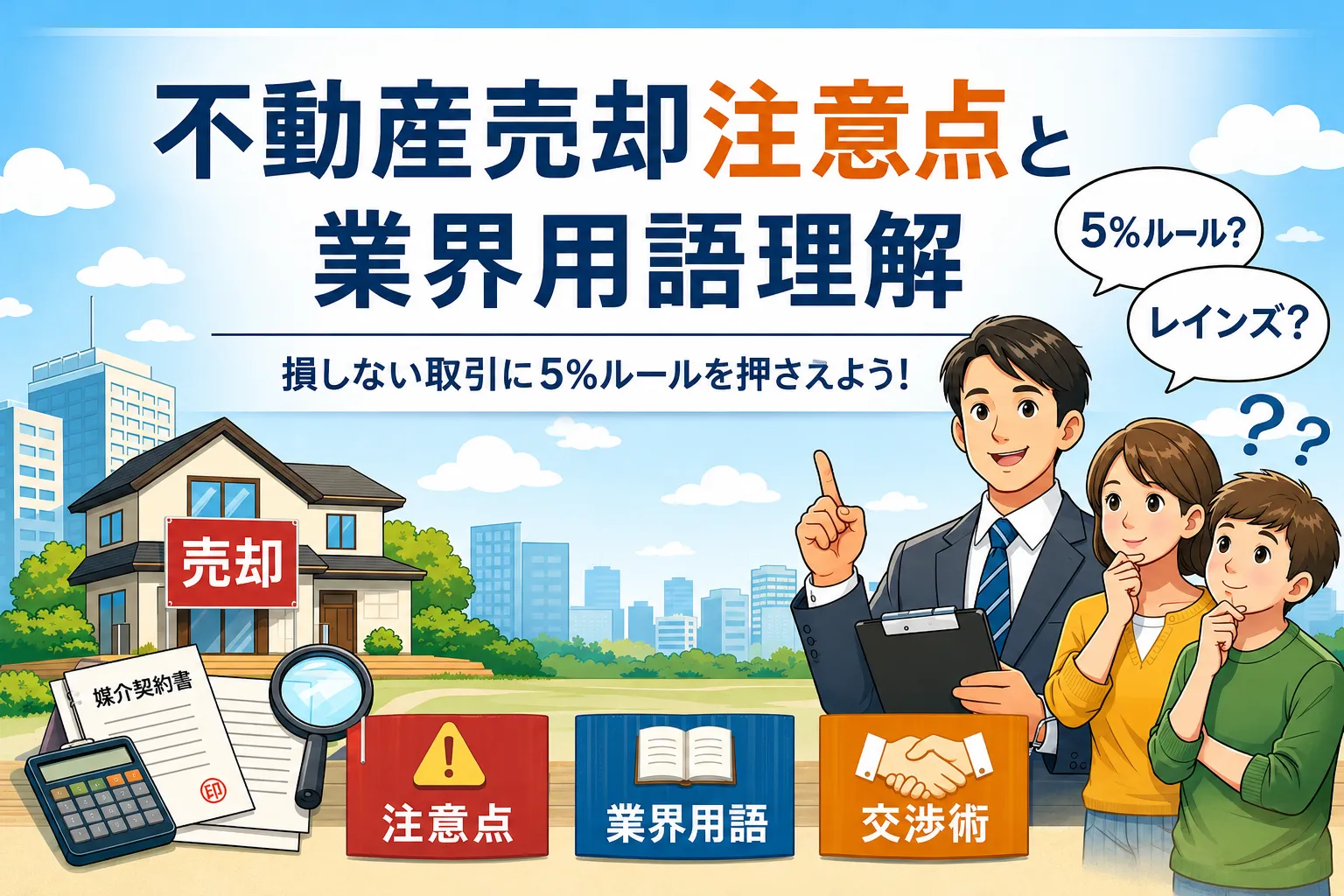 不動産売却注意点を押さえて損しない取引と5%ルールや業界用語の理解ポイント