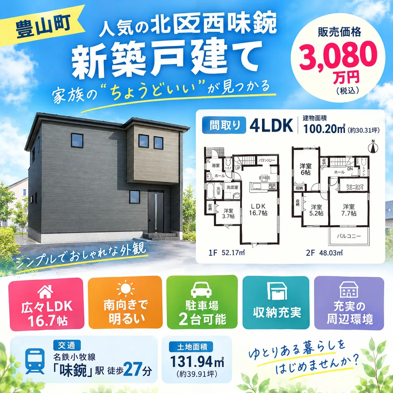 #北区西味鋺 #西味鋺 #名古屋市北区 #名古屋市北区新築戸...
